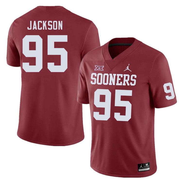 Oklahoma Sooners #95 Evan Jackson College Football Jerseys Stitched-Crimson
